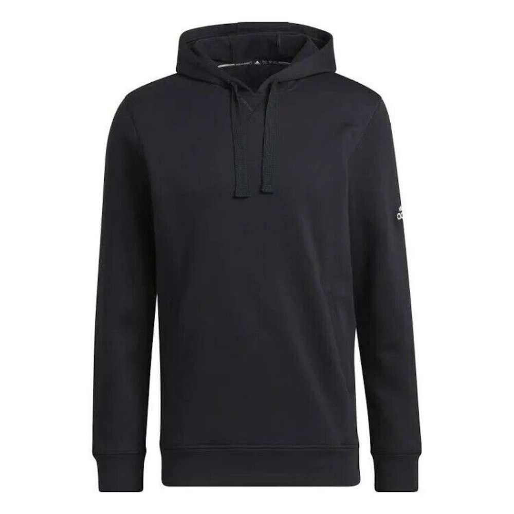 Adidas Fleece Hoodie Men’s LARGE Black Pullover NEW Pocket Athletic Sports Solid